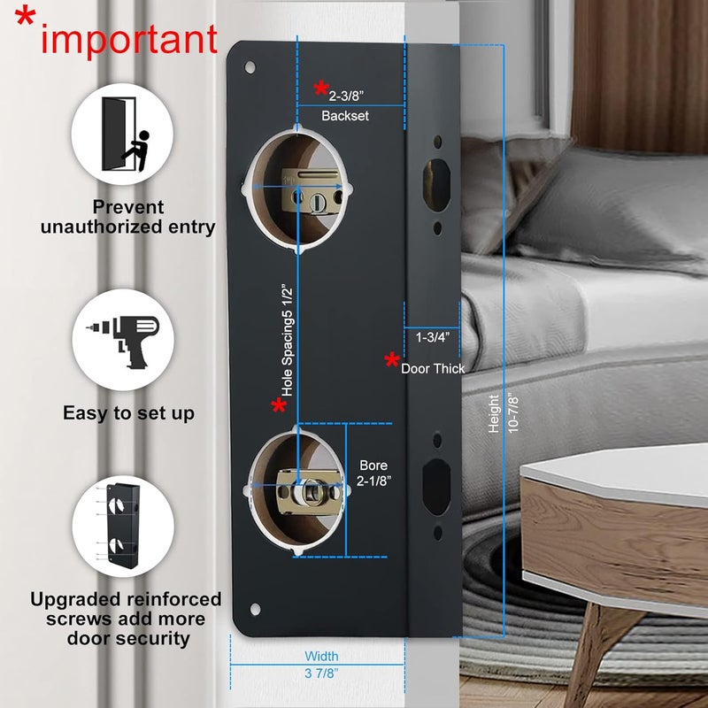 SUMBIN Door Guard Reinforcer, Repair Doors, Add Extra Security to Your Home and Prevent Unauthorized Entry, 5-1/2 Door Hole, 2-3/8 with Bronze Color - Image 4